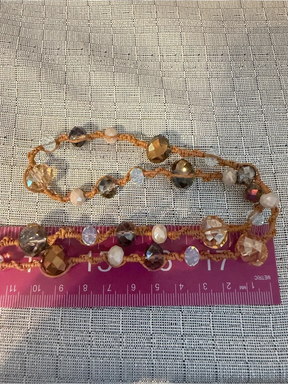 Crystal and Bead Long Necklace in Gold and Clear
